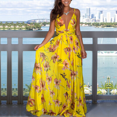 

Womens Summer Sleeveless Floral Beach Dress Ladies Strapless Sundress Size S-XL