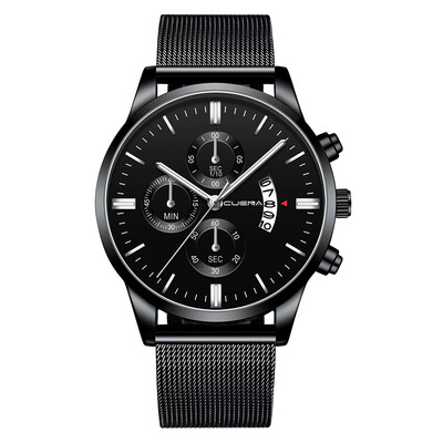

Gobestart Mens Fashion Sport Stainless Steel Case Leather Band Quartz Analog Wrist Watch