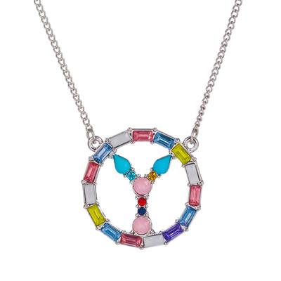 

Letter Fashion Multi-color Zircon Charm Circle Pendant Necklace Necklaces Birthday Jewelry Christmas Gifts