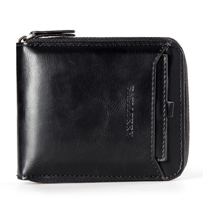 

Men Multifunctional Wallets Short Purse Clutch PU Leather Zipper Solid Credit Card Cover Holder Vintage Organizer