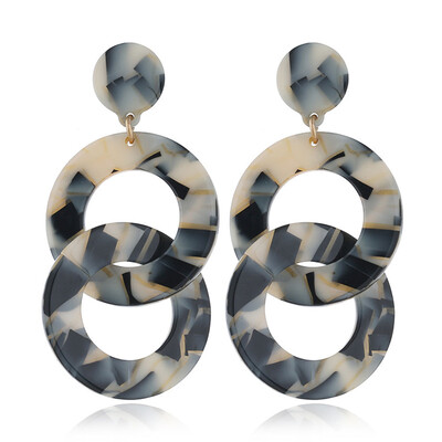 

New Fashion Leopard Earrings Acetate Earrings Personality Atmosphere Exaggerated Edition Geometric Double Round Acrylic Earrings