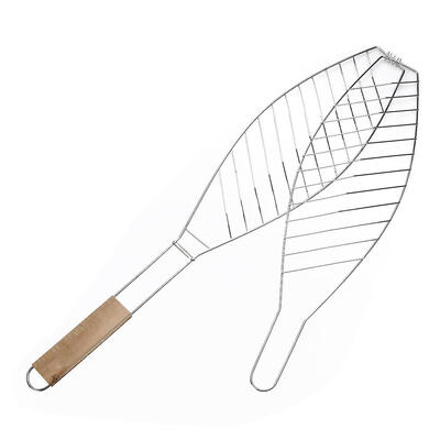 

Camping Grill Rack BBQ Clip Folder Grill Single Fish Meat Hinged Basket