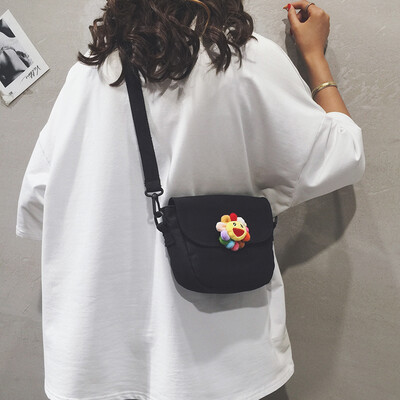 

Ins new canvas casual inclined small bag Korean version single-shoulder small square bag