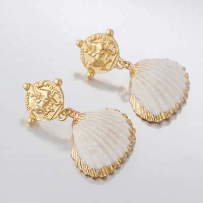 

Flashbuy Trendy Sea Shell Earrings for Women Metal Statement Gold colour Earrings Simple Fashion Beach Jewelry Pendientes