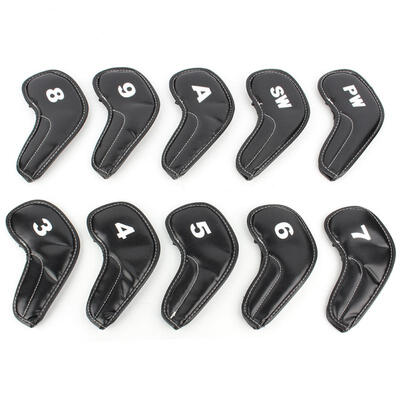 

Greensen 10pcs Golf Club Iron Head PU Covers Set Putter Protector Case Kit Golf Accessory