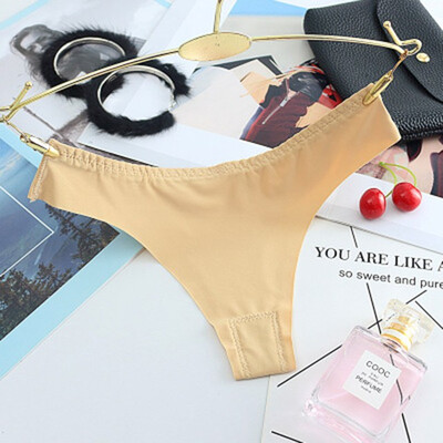

Ice Silk Thong Sexy Pantie Seamless G String for Women Underwear Ladies String Underpants Low Waist Bikini sexy solid color