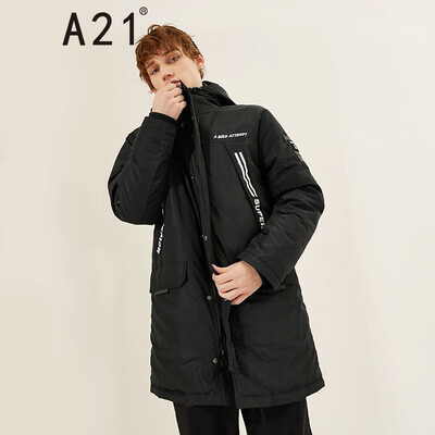 

A21 2018 autumn&winter new mens comfortable down jacket mens fashion thick warm warm color hooded zipper tide mens jacket 49411655 special white 18596AXXL