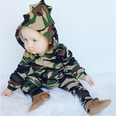 

Infant Newborn Baby Boys Girls Camouflage Hooded Romper Jumpsuit Clothes Outfit