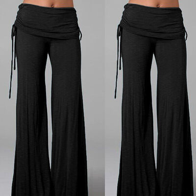 

Hot Women Casual Stretch Pants Wide Leg Long Bohemian Loose Palazzo Trousers