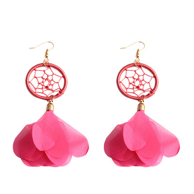 

Ethnic Women Dreamcatcher Fabric Pendant Hook Ear Drop Dangle Earrings Jewelry
