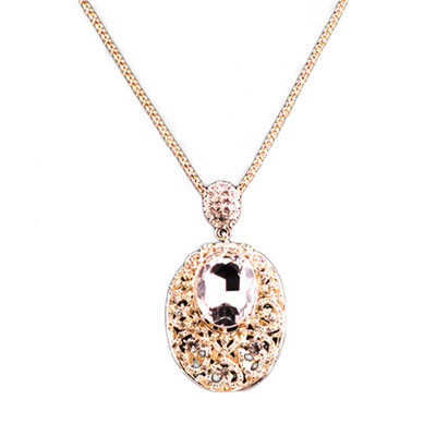 

Hot Sale Fashion Plated Crystal Rhinestone Sweater Sweaters Chain Pendant Necklace