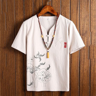 

Toponeto Fashion Mens Autumn Winter Button Casual Linen&Cotton Short Sleeve Blouse