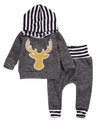 

Autumn Newborn Baby Boys Deer Hooded Tops Shirt Long Pants Outfit Clothes Set