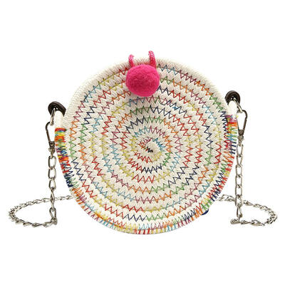 

Weaving Shoulder Messenger Handbags Beach Women Small Round Crossbody Bags
