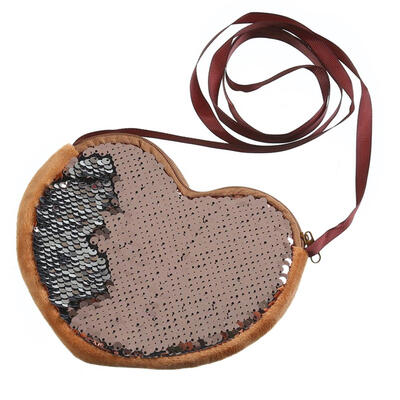 

Sequins Heart Shoulder Messenger Handbags Flannel Women Kids Crossbody Bags