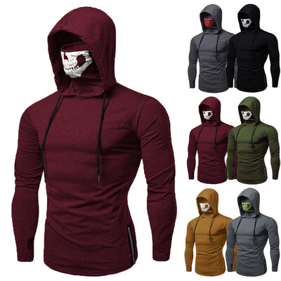 

Halloween Hoodies Drawstring Zipper Skull Mask Pullover Hoodie Mens Sweatshirt Hooded Streetwear Sweatshirt Run Sport