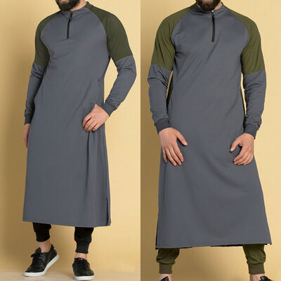 

Mens Thawb Middle East Muslim Arab Robe Islamic Dress Kaftan Dubai Maxi Thobe