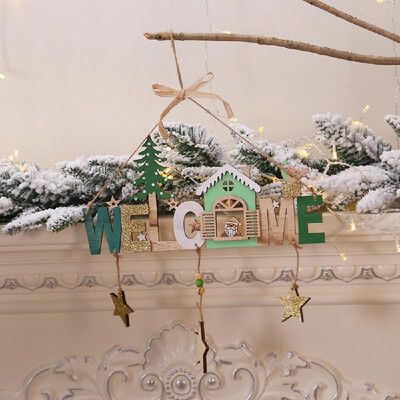 

Christmas Wooden Bells Letter Pendant Welcome to the Door Sign Creative Shop Indicating Widget Hanging Decoration