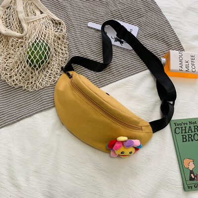 

2019 new simple fashion sports pockets women casual wild shoulder bag cartoon cute sun flower Messenger bag