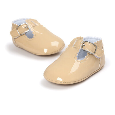 

Vintage Toddler Infant Baby Girl Spring PU Solid Color Princess Shoes Anti-slip Crib Shoes Prewalker
