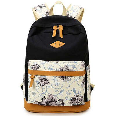 

2017 Fashion Flowers Canvas Bag Backpack School for Teenager Girl Brand Laptop Bag Printing Backpack Women Backpack