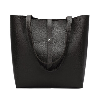 

Fashion PU Leather Bag Ladies Handbag Female Black Solid Color Shoulder Bags Women Tote Bag