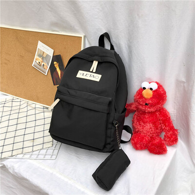 

Ins schoolbag female Korean high school ancient feeling girl student backpack simple Mori campus solid color backpack