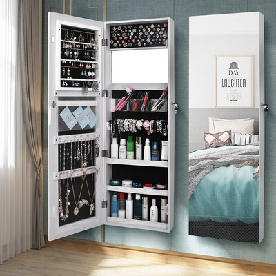

Ktaxon Wall Door Mounted Mirrored Jewelry Cabinet Armoire Storage Organizer White New