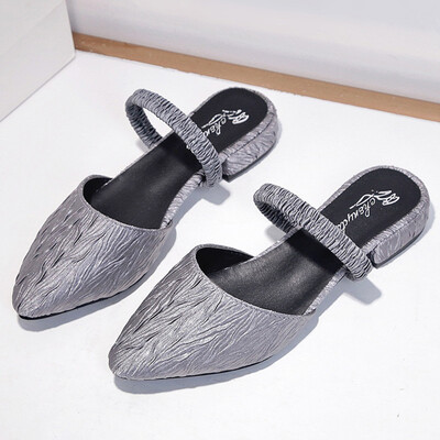 

Spring pointed slippers women flat bottom Baotou half slippers Joker fashion women wearing low heel sandals