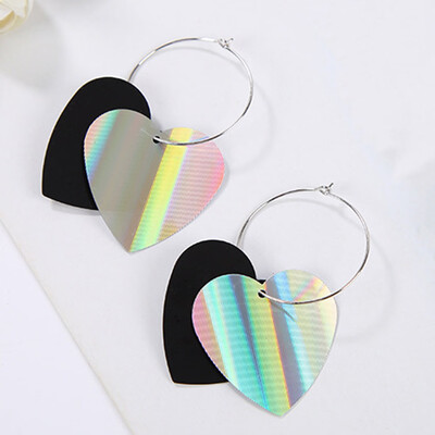 

Fashion Women Silver Plated Dangle Colorful Heart Stud Earrings Jewelry New