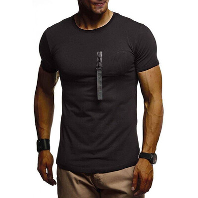 

Toponeto Mens T-shirt Short Patchwork Sleeve Crew Neck Muscle Basic Top Slim Fit Tee