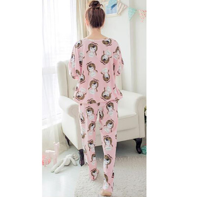 

Women Casual Nightwear Pyjamas Long Sleeve Cartoon Print Pajamas Set Home Wear