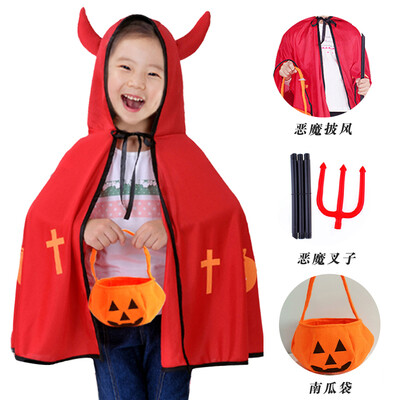 

Halloween costume children boys&girls ice blue 3 piece set mask cloak cloak props cosplay decoration boys&girls kindergarten performance dress show cost