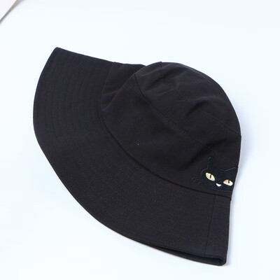 

Japanese cat fisherman hat female spring&summer Korea Hat embroidery casual Joker Hat Sun Hat student Sun Hat