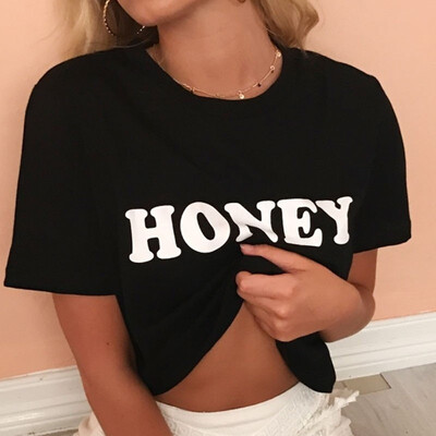 

T Shirt Women Man Harajuku HONEY Printing tshirt Casual Female Tee Befree Cotton Simple Tops shirt Plus Size