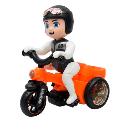

Siaonvr In Situ Rotation Electric Three-wheeled Motorcycle Music Light Toy Children Gift