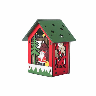 

Gobestart LED Light Wood House Cute Christmas Tree Hanging Ornaments Holiday Decoration