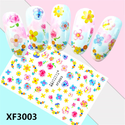 

Toponeto Fresh Style Flower Print 3D Nail Art Stickers Manicure Adhesive Transfer Decals