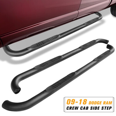 

For 2009-2018 Dodge Ram 1500 Crew Cab Black Nerf Bar Side Steps Running Boards