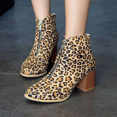 

Rose New Autumn And Winter Thick Heel Zipper Ankle Boots High Heel Women Chunky Shoes