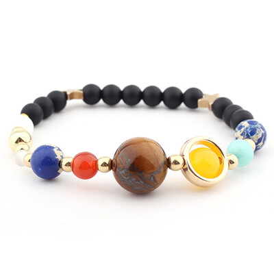 

Universe Galaxy Solar System Eight Planets Bracelet Star Natural Stone Beads Unisex Pair Bracelet Hot Gift