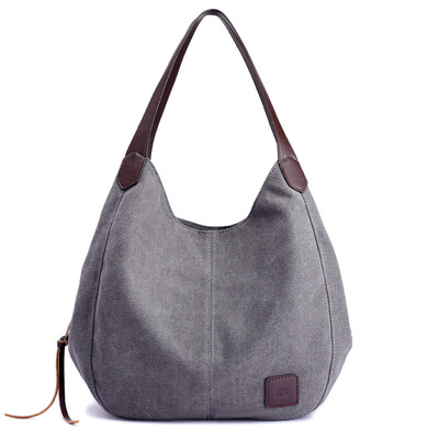 

New Fashion Casual Lady Canvas Women Solid Big Handbag Large Capacity Top-handle Bags Hobos High Quality Female Shoulder Bag