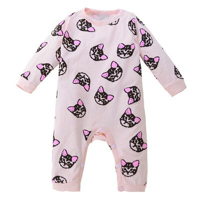 

Toddler Baby Boys Girls Long Sleeve Kitten Print Romper Jumpsuit Clothes