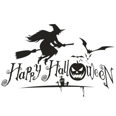 

Greensen Halloween Topic Witch&Broom Pattern Wall Sticker Decal Festival Room Decor Window Display