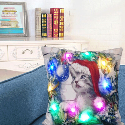 

Tailored Christmas Lighting LED Cushion Cover Home Decor Throw Pillowcase Sofa Flashing