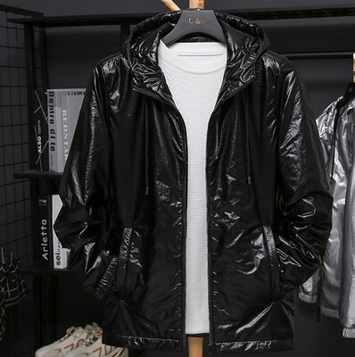 

Toponeto Mens Zipper Winter Pure Color Hoodie Patchwork Thickened Cotton Padded Coat