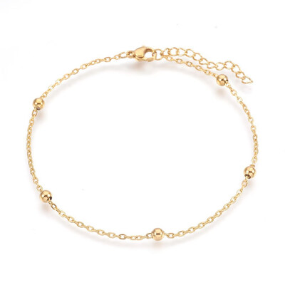 

304 Stainless Steel Cable Chain Anklets Golden 9"228cm 17mm