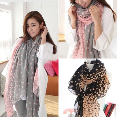 

Fashion Women Lady Soft Scarves Shawl Neck Wrap Stole Flower Scarf Polka Dots