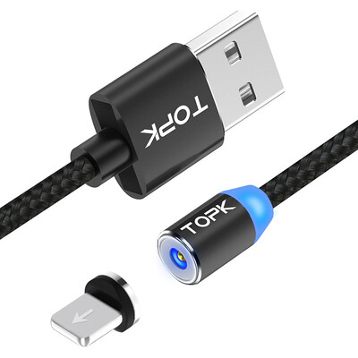

TOPK R-Line2 1M33ft LED Magnetic iPhone USB Cable Premium Nylon Braided Magnet iPhone Charger Cable for iPhone USB Port