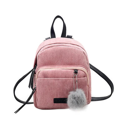 

Girl Small Mini Backpack Women Fur Ball Winter Velvet School Shoulder Bag
